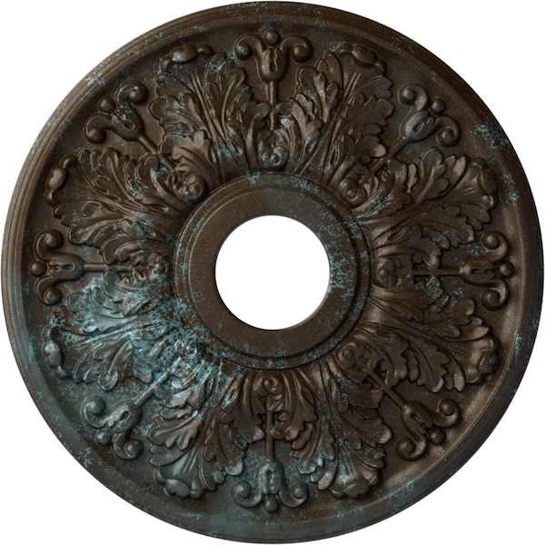 Ekena Millwork Apollo Ceiling Medallion (Canopies up to 5 5/8"), 16 1/2"OD x 3 5/8"ID x 1 1/8"P, Bronze Blue Patina CM16APBBS - main